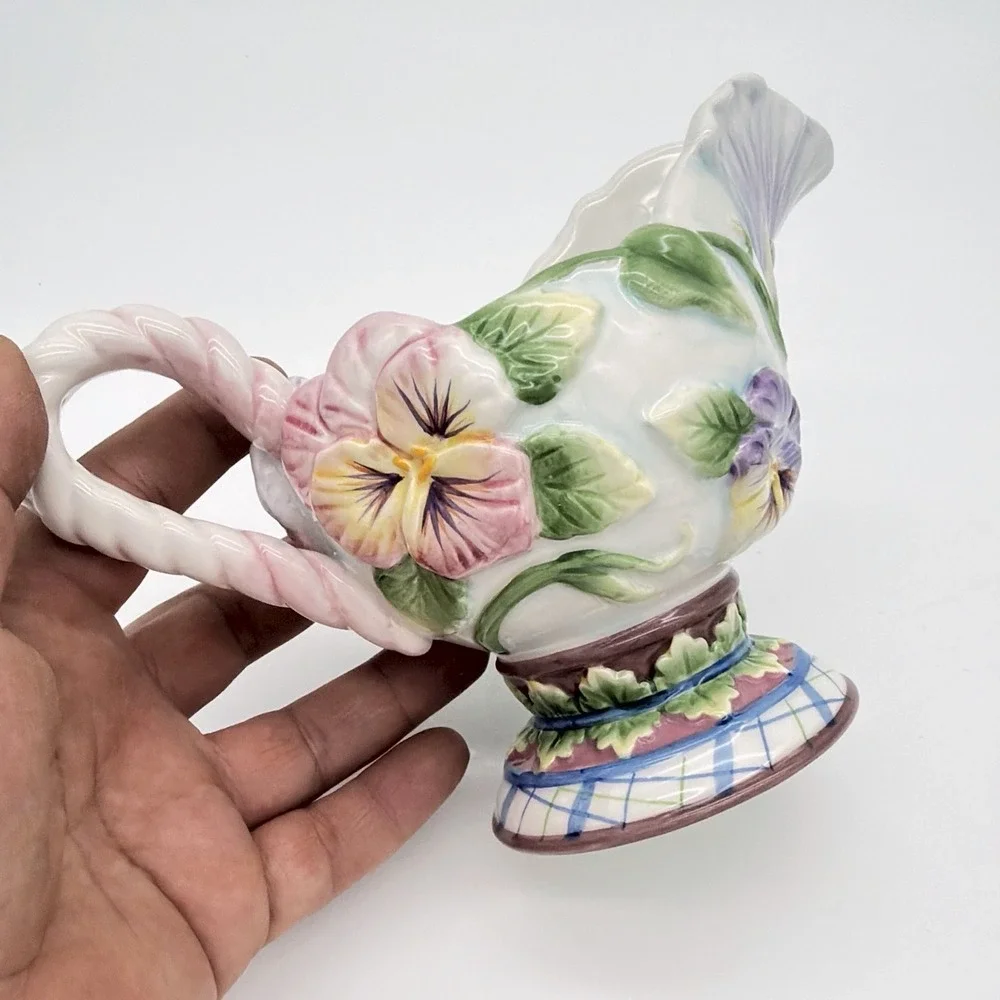 Fitz And Floyd Halcyon Creamer Pansy Floral Ceramic China